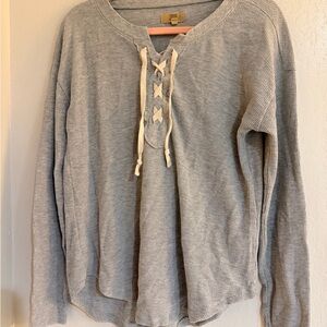 True Craft Gray Lace-Up Sweatshirt